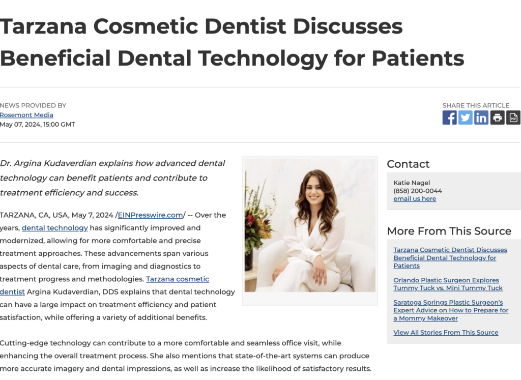 Tarzana Cosmetic Dentist Highlights the Numerous Benefits of Advanced Dental Technology for Patients